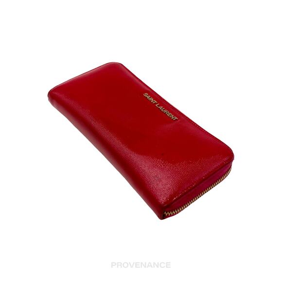 🔴 Saint Laurent Paris SLP Logo Long Wallet - Pink Leather - Picture 3 of 9